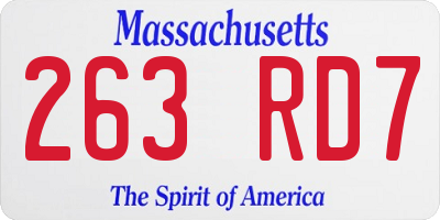 MA license plate 263RD7