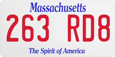 MA license plate 263RD8