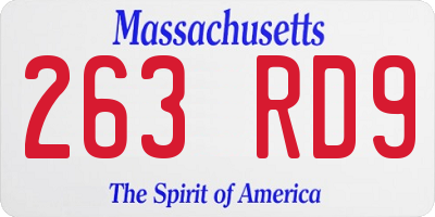 MA license plate 263RD9