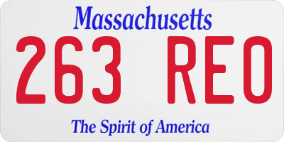 MA license plate 263RE0