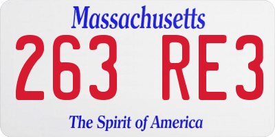 MA license plate 263RE3