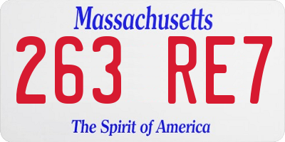 MA license plate 263RE7