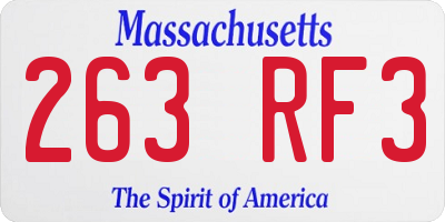 MA license plate 263RF3