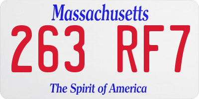 MA license plate 263RF7