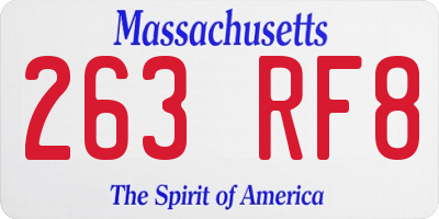 MA license plate 263RF8