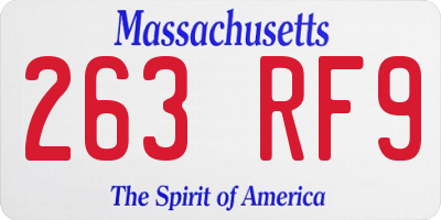 MA license plate 263RF9