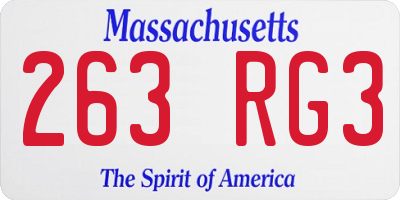 MA license plate 263RG3