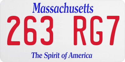 MA license plate 263RG7