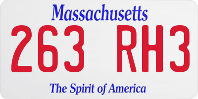 MA license plate 263RH3