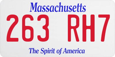 MA license plate 263RH7