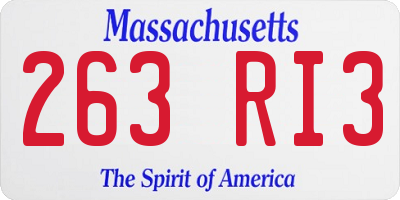 MA license plate 263RI3