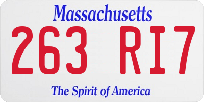 MA license plate 263RI7