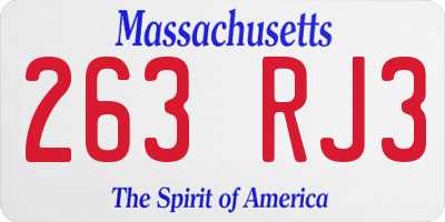 MA license plate 263RJ3