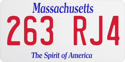 MA license plate 263RJ4