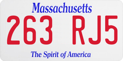 MA license plate 263RJ5