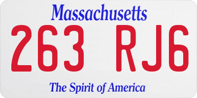 MA license plate 263RJ6
