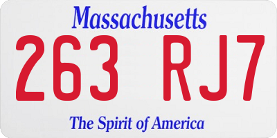 MA license plate 263RJ7