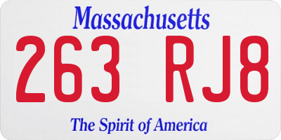 MA license plate 263RJ8