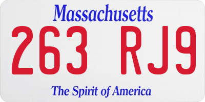 MA license plate 263RJ9