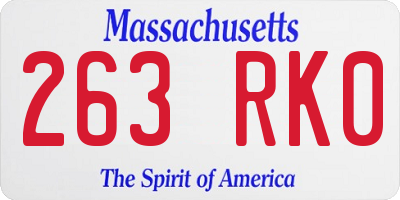 MA license plate 263RK0