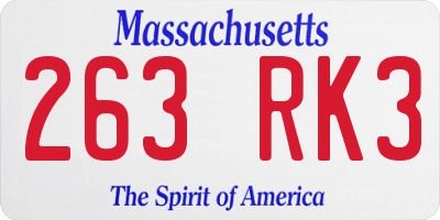 MA license plate 263RK3