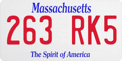 MA license plate 263RK5
