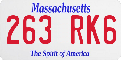 MA license plate 263RK6