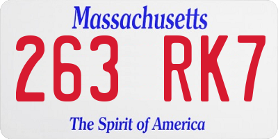 MA license plate 263RK7