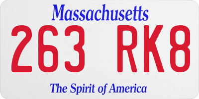 MA license plate 263RK8