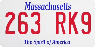 MA license plate 263RK9