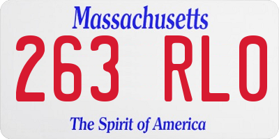 MA license plate 263RL0