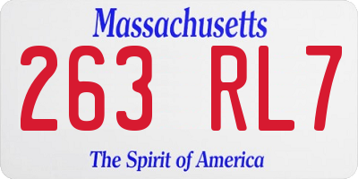 MA license plate 263RL7