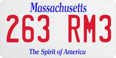 MA license plate 263RM3