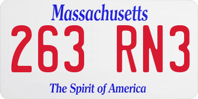 MA license plate 263RN3