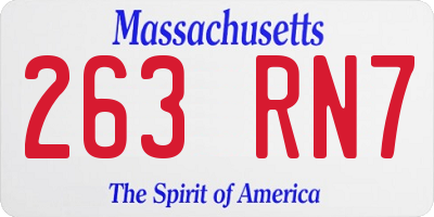 MA license plate 263RN7