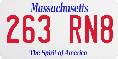 MA license plate 263RN8