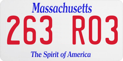 MA license plate 263RO3