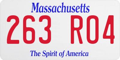 MA license plate 263RO4