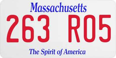 MA license plate 263RO5