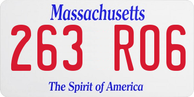 MA license plate 263RO6