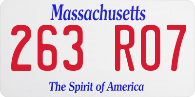 MA license plate 263RO7