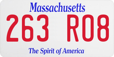 MA license plate 263RO8