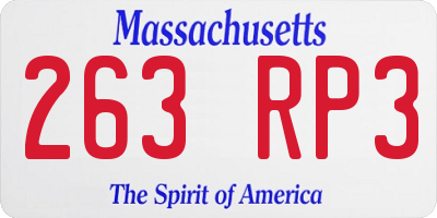 MA license plate 263RP3
