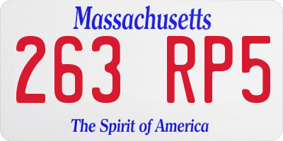 MA license plate 263RP5