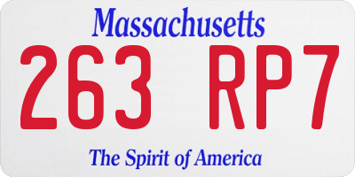 MA license plate 263RP7