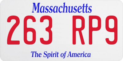 MA license plate 263RP9