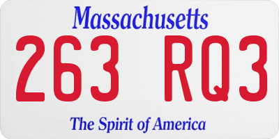 MA license plate 263RQ3