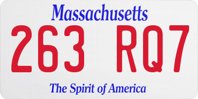 MA license plate 263RQ7