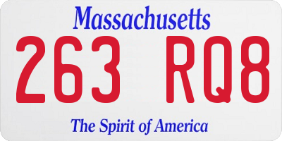 MA license plate 263RQ8
