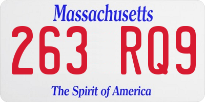 MA license plate 263RQ9